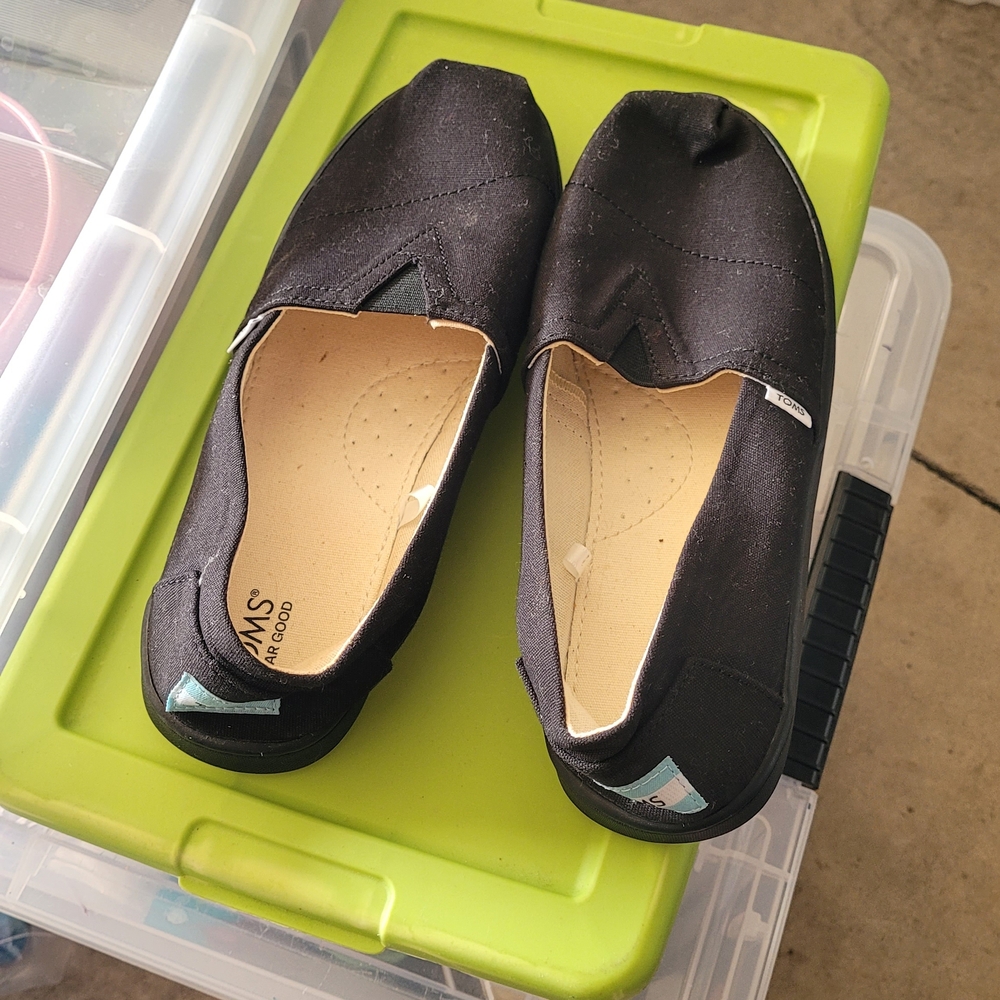 Toms Black Kids Slip-On Flats